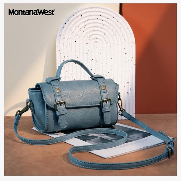 Montana West Blue Crossbody Bag with Gold Accents - Picture 3 of 4